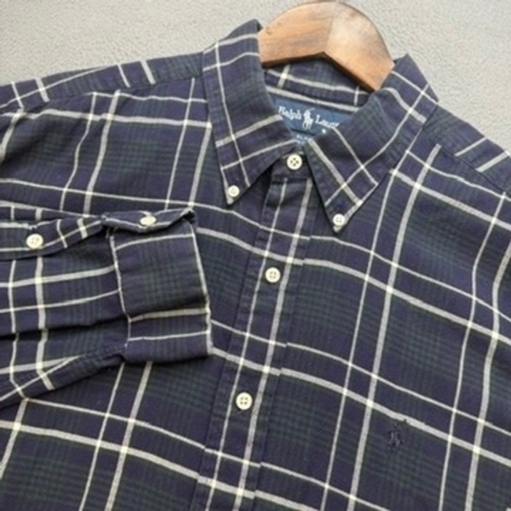 Ralph Lauren Blake Shirt Mens XL Blue/Green Cotton Plaid Button Down Casual Prep